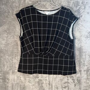 Liz Claiborne Black and White Checkered Blouse